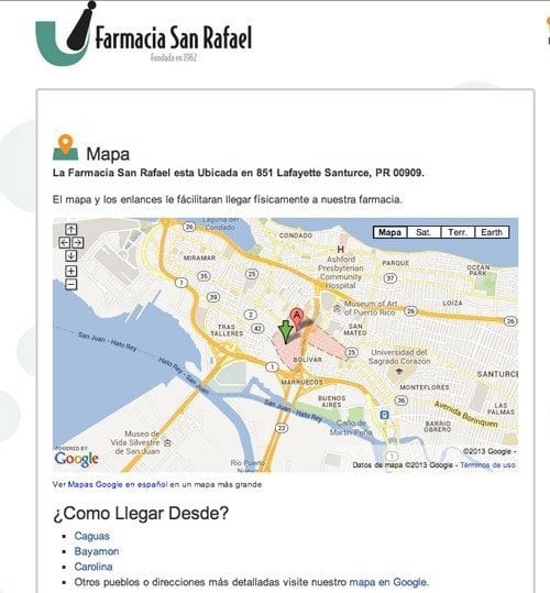 Farmacia San Rafael map Page