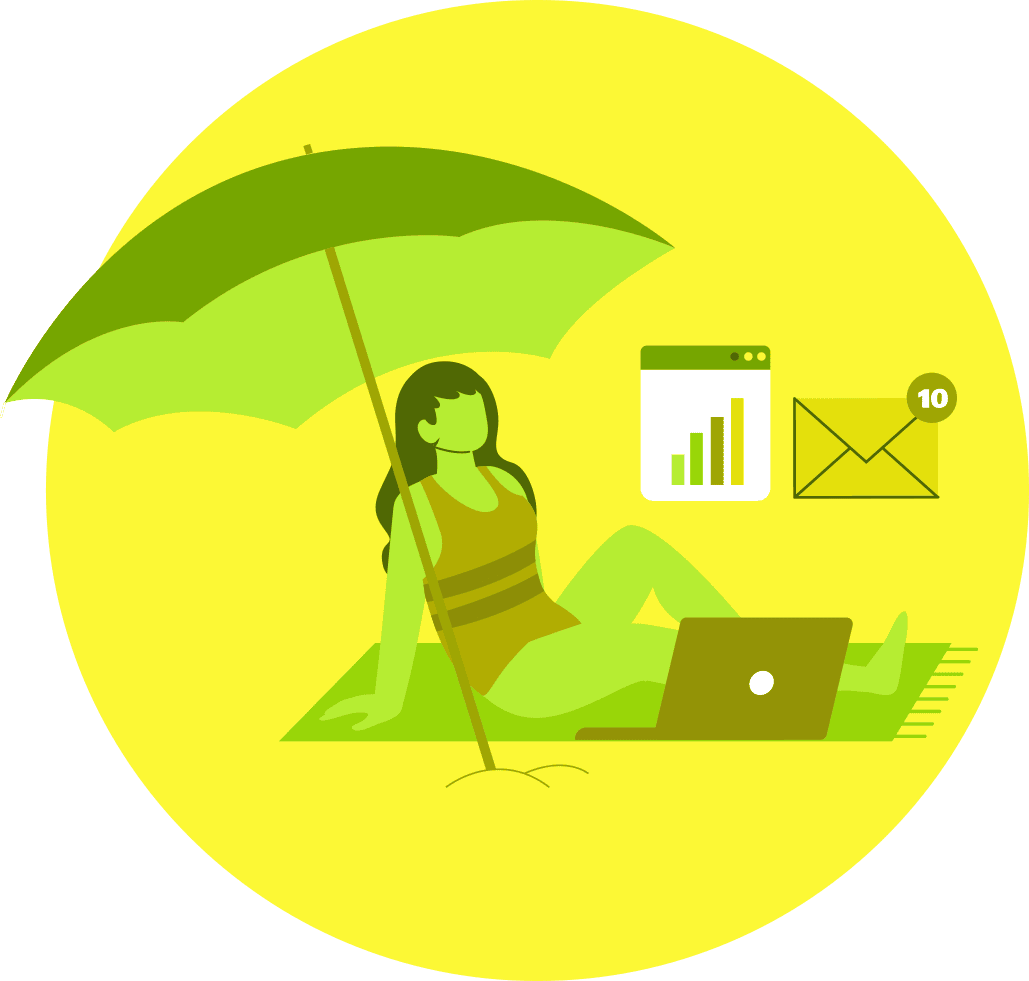 An icon showing a checklist and a suitcase, symbolizing final preparations, checklists, and tools for remote monitoring and management.