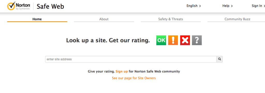 Screenshot of Norton's Safe Web
