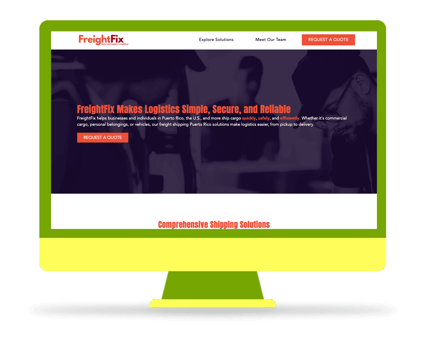 FreightFix logistics website design for Puerto Rico and US shipping