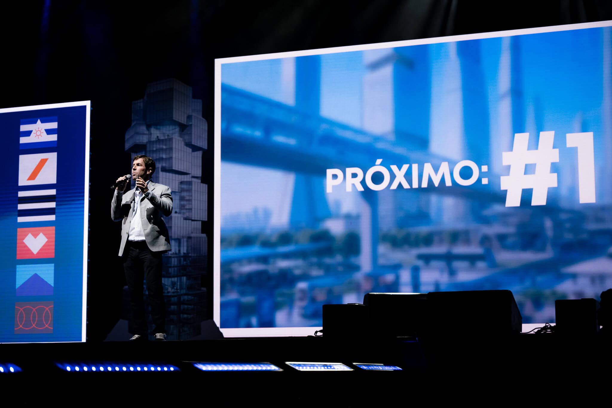 Speaker presenting next phase announcement on stage