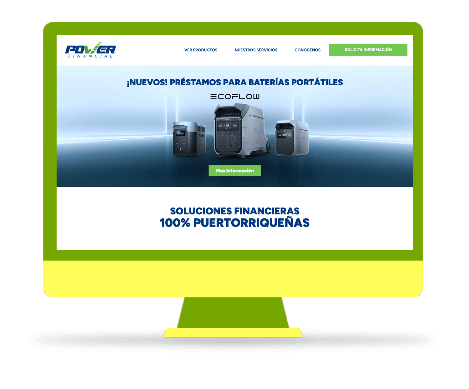 Power Financial Puerto Rico website promoting EcoFlow battery financing