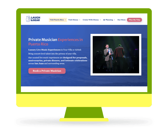 Private musician experiences Puerto Rico service page example showing how SEO content can generate qualified leads